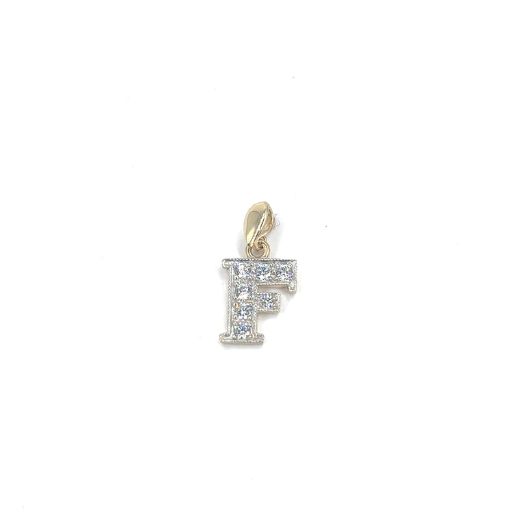 Women’s 9ct Yellow Gold Cz Set Initial Pendant - 1.2g