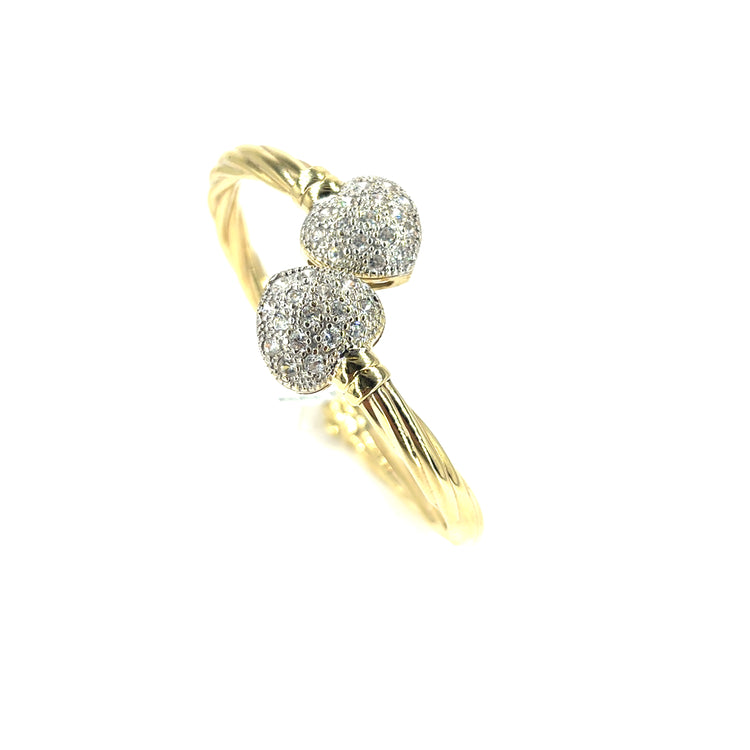 Women’s 9ct Yellow Gold Hinged Twist Torque Bangle - 14.6g CZ