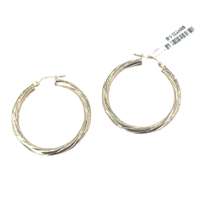 Women’s 9ct Yellow Gold Small Twist Hoop Earrings - 1.3G