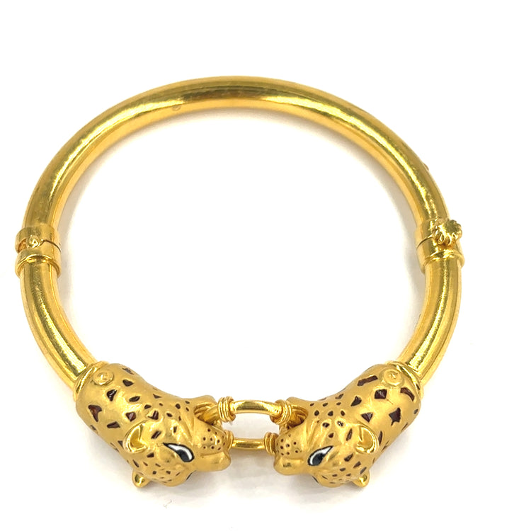 18ct Yellow Gold Panther Bangle - 50g