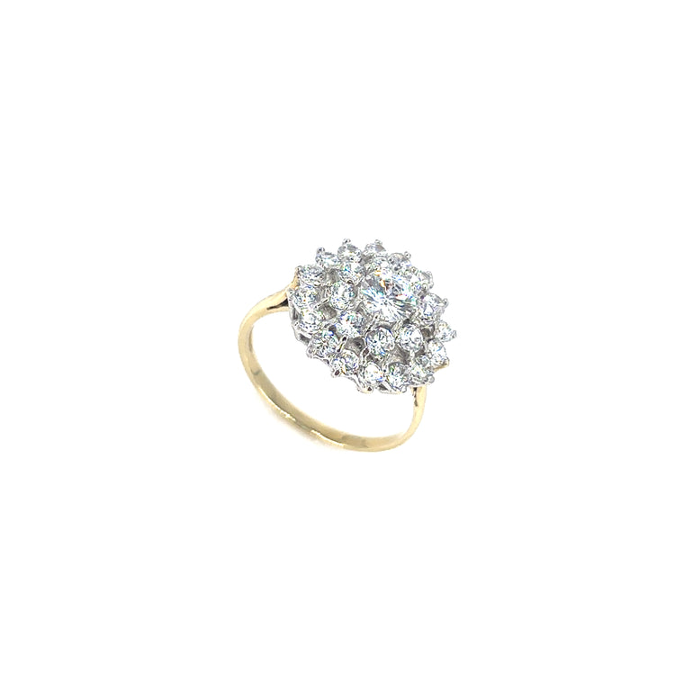 Women’s 9ct Yellow Gold Cz Flower Cluster Ring