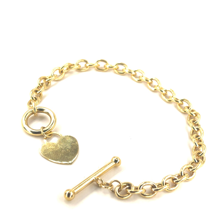 Women’s 9ct Yellow Gold Hollow Heart Hook Eye Bracelet - 6g