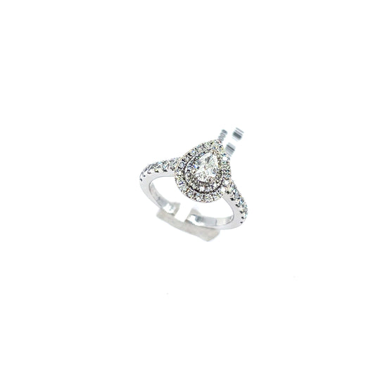 18ct Diamond Engagement Ring - 1ct Total, Pear Cut - Hyman’s Jewellers