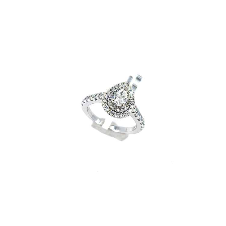 18ct Diamond Engagement Ring - 1ct Total, Pear Cut - Hyman’s Jewellers