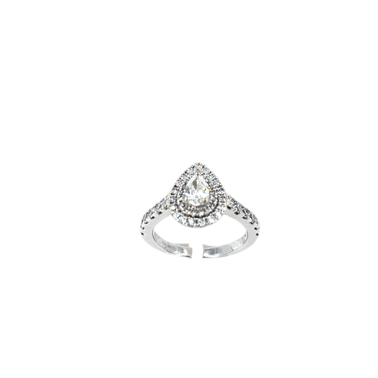 18ct Diamond Engagement Ring - 1ct Total, Pear Cut - Hyman’s Jewellers