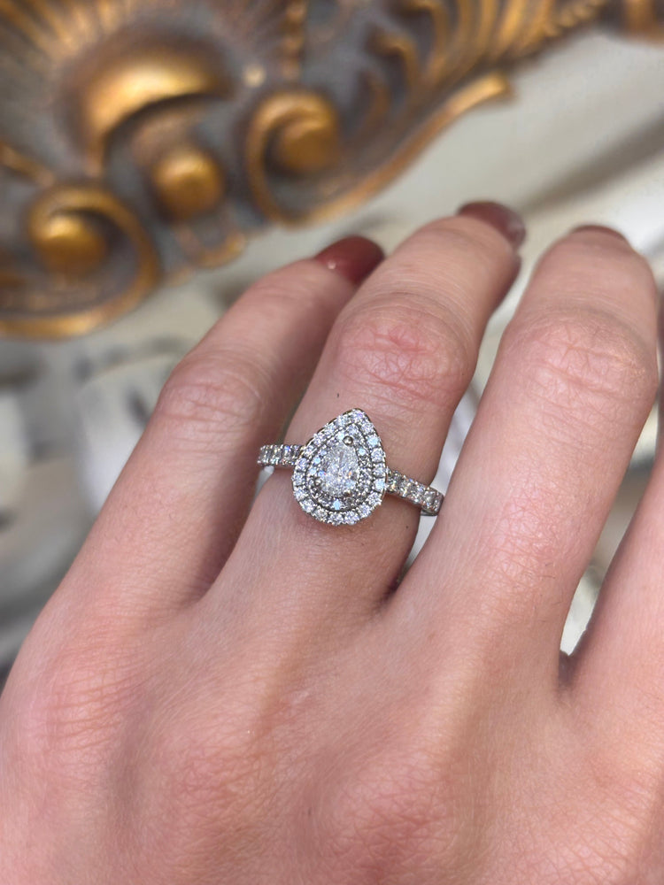18ct Diamond Engagement Ring - 1ct Total, Pear Cut - Hyman’s Jewellers