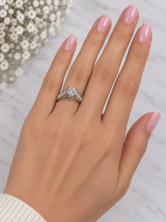 18CT White Gold Diamond Ring with Heart Cutout Gallery 4.9g - Hyman’s Jewellers