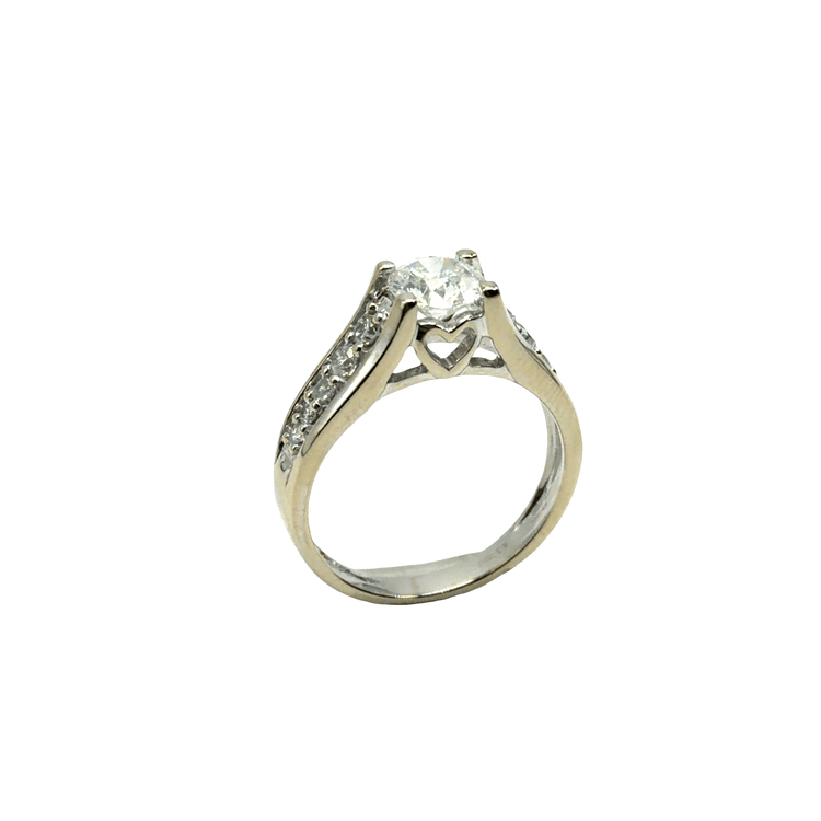 18CT White Gold Diamond Ring with Heart Cutout Gallery 4.9g - Hyman’s Jewellers