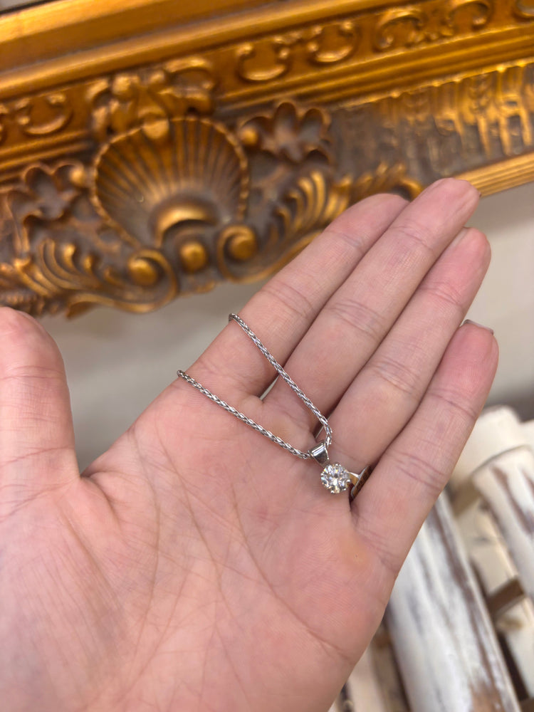 18ct White Gold Diamond Solitaire Pendant - 0.90ct Si1 - Hyman’s Jewellers