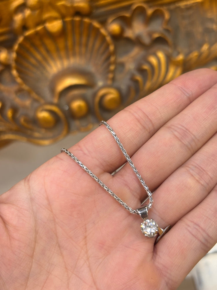 18ct White Gold Diamond Solitaire Pendant - 0.90ct Si1 - Hyman’s Jewellers