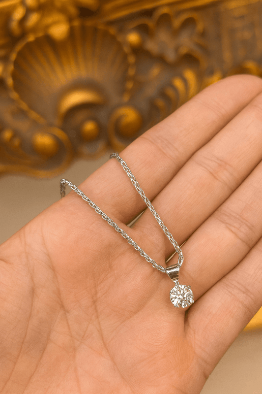 18ct White Gold Diamond Solitaire Pendant - 0.90ct Si1 - Hyman’s Jewellers