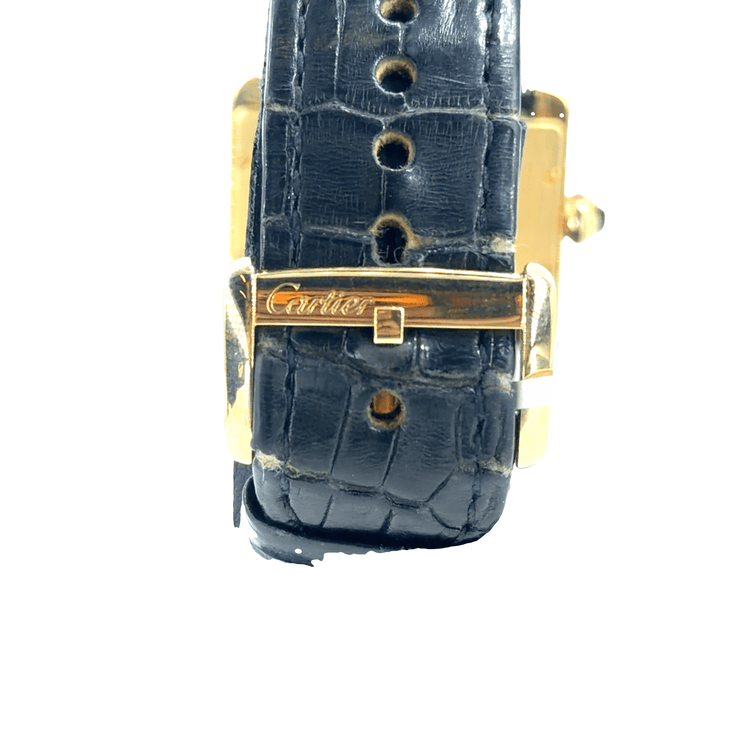 18CT Yellow Gold Cartier Tank Divan Watch with Black Leather Strap - Hyman’s Jewellers