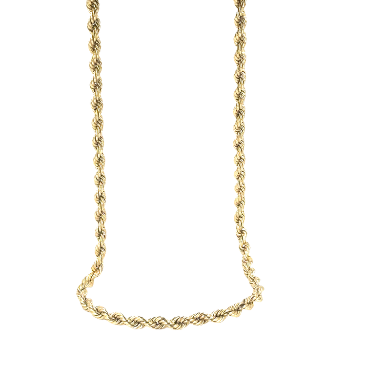 Men’s 9ct Classic Yellow Gold Hollow Rope Chain Necklace- 0.5cm 28” 12.5g