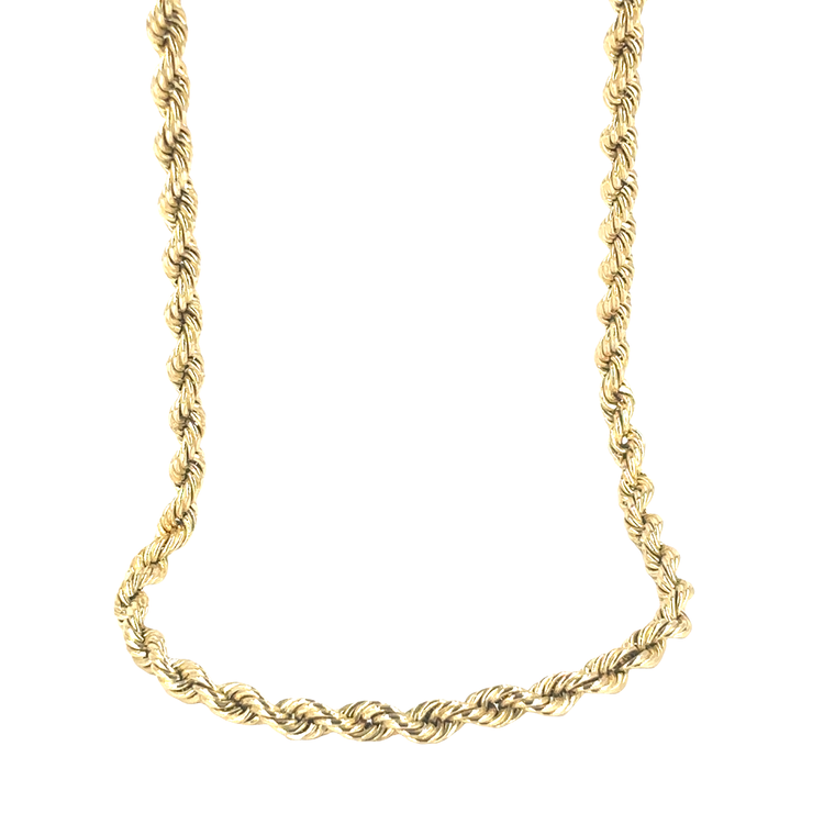 Men’s 9ct Classic Yellow Gold Hollow Rope Chain Necklace- 0.5cm 28” 12.5g