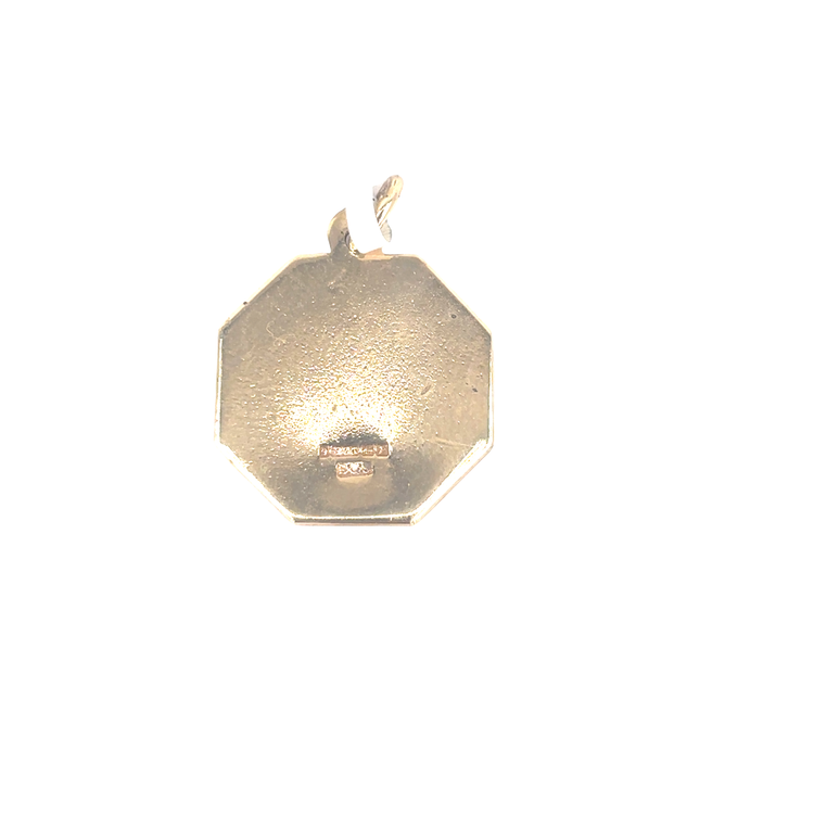 Women’s 9ct Yellow Gold Saint Christopher Octagonal Pendant-2.5g 1.5cm