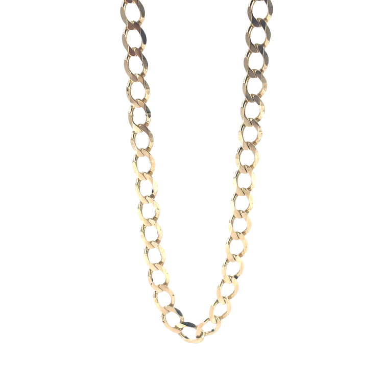 Men’s 9ct Elegant Yellow Gold Curb Chain Necklace- 14.3G 22”