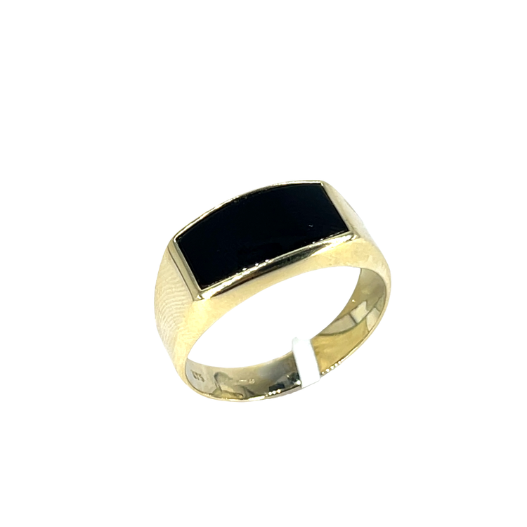 9ct Yellow Gold Rectangular Onyx Signet Ring