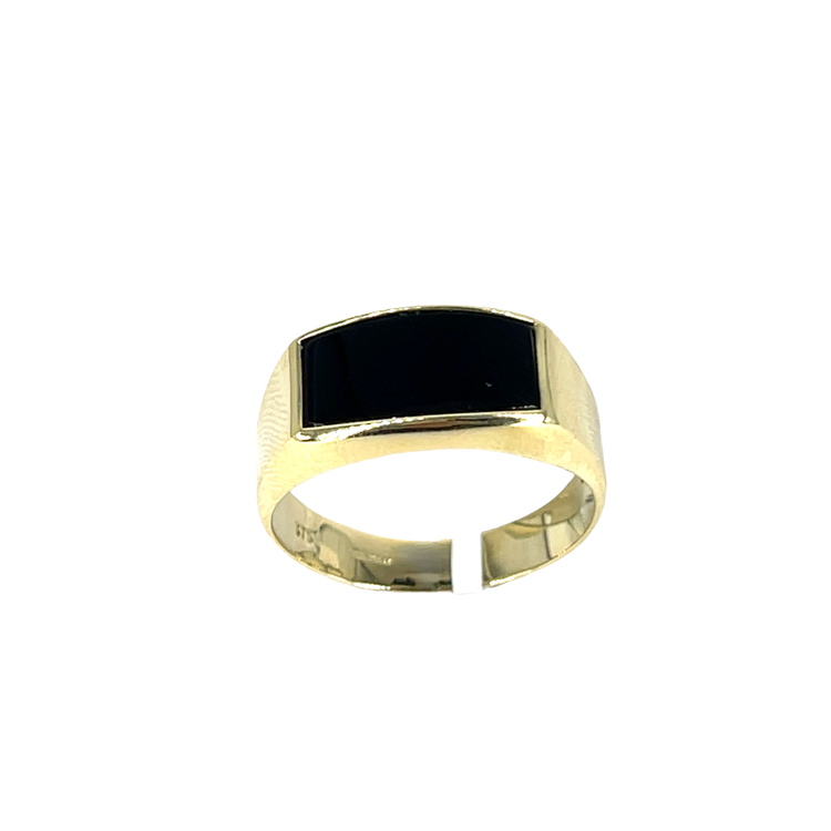 9ct Yellow Gold Rectangular Onyx Signet Ring