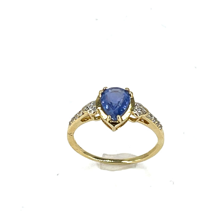 9ct CZ and Blue Stone Ring