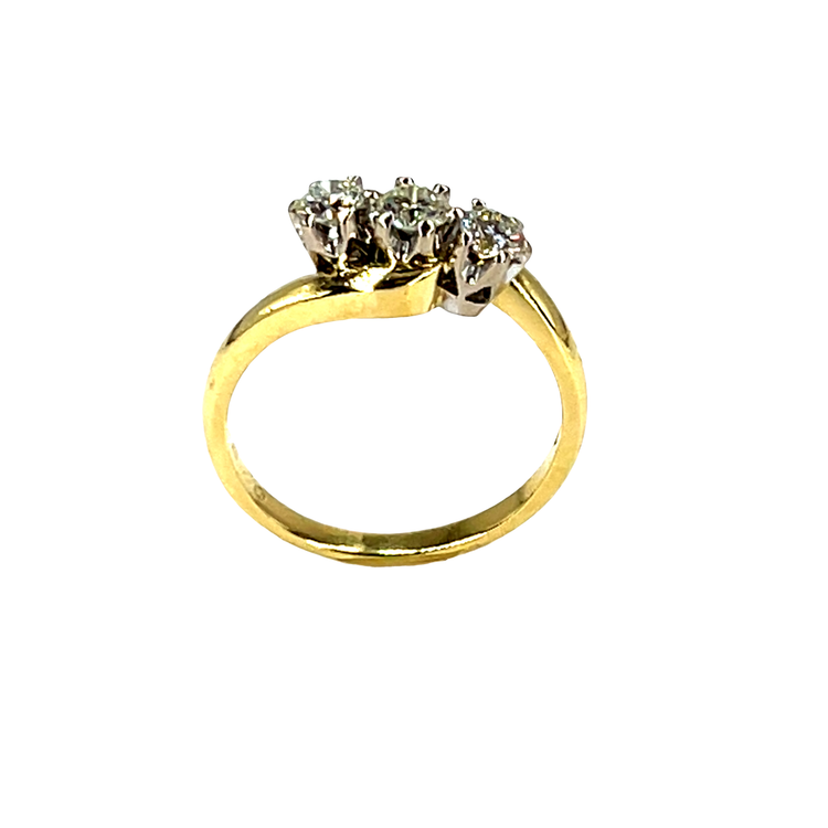 Three-Stone Diamond Bypass Ring in 18CT Yellow Gold