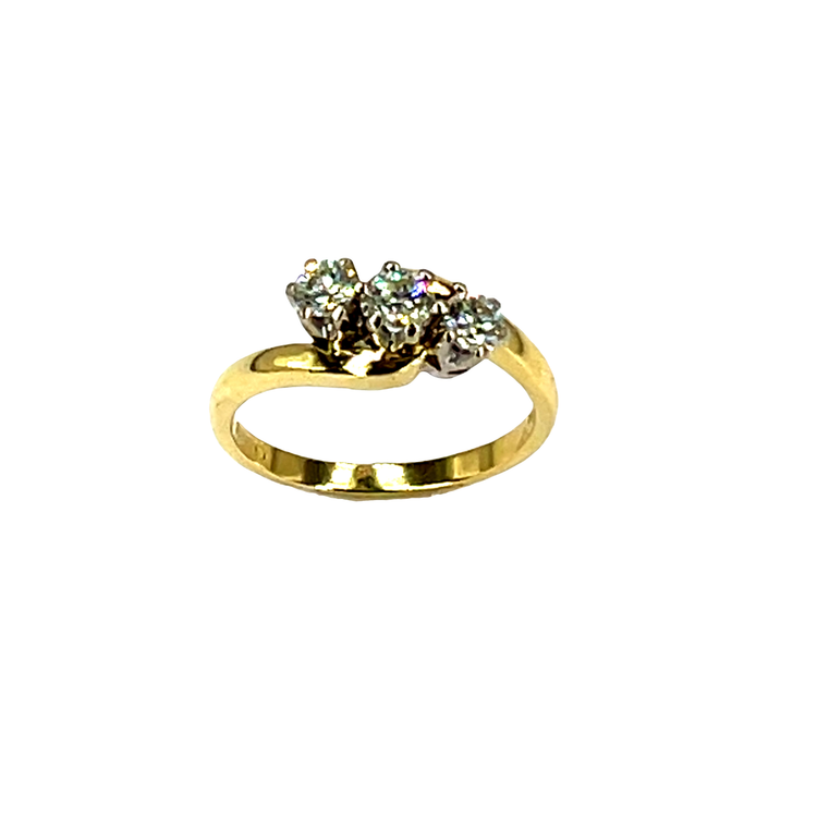Three-Stone Diamond Bypass Ring in 18CT Yellow Gold