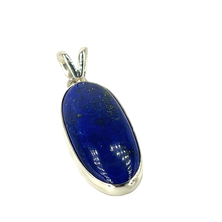 Oval Lapis Lazuli Cabochon Pendant in Silver