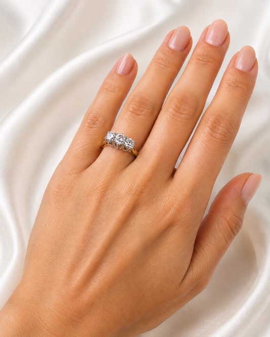 9CT Yellow Gold Three-Stone CZ Ring