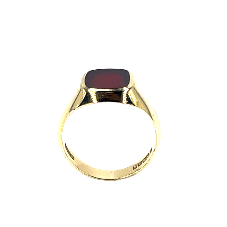 Classic 9CT Yellow Gold Garnet Signet Ring 6.7g