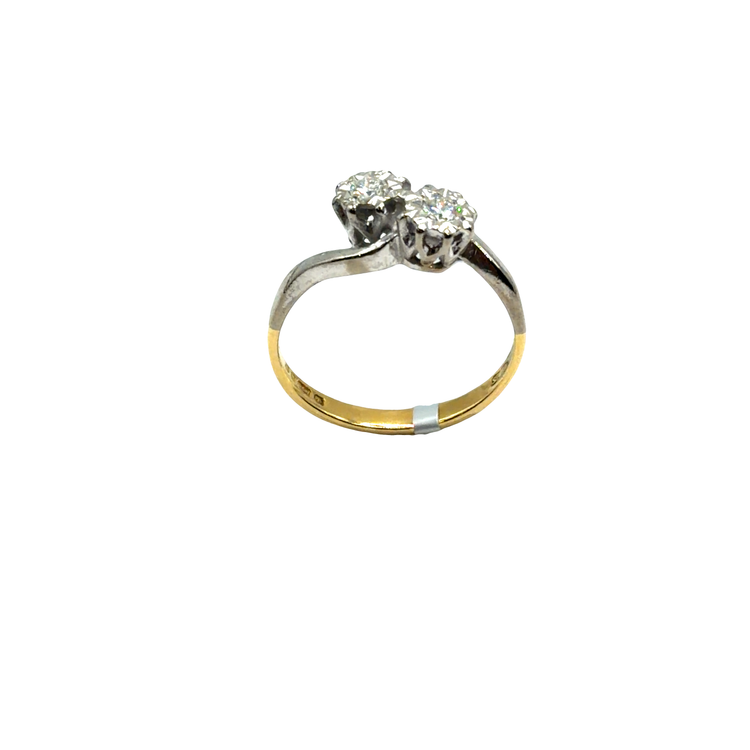 Two-Stone Diamond Bypass Ring in 18CT Two-Tone Gold