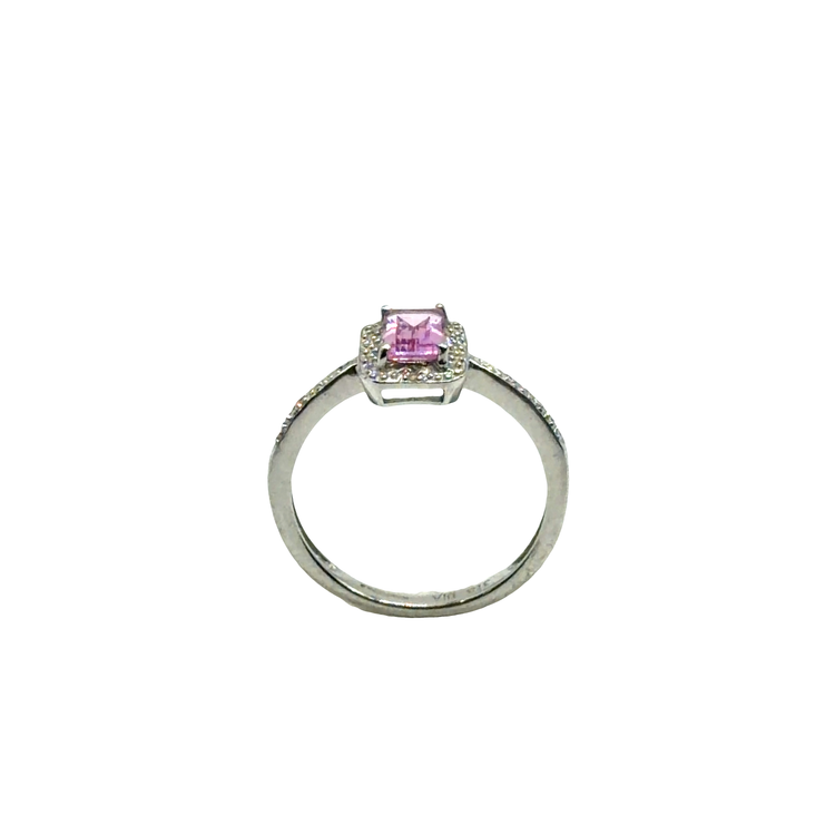Medium Pink Sapphire Solitaire Ring in 9CT White Gold 2g