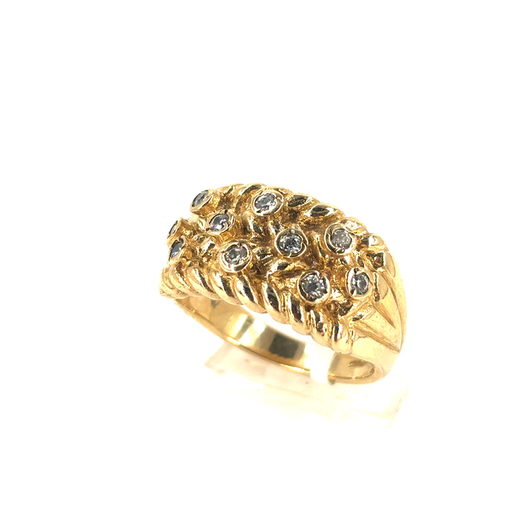 Men’s 9ct Yellow Gold CZ Set Keeper Ring - 12.1g R