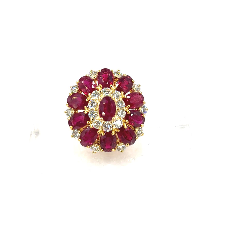 Women’s 18ct Yellow Gold Diamond & MayanMarian Ruby Cocktail Ring