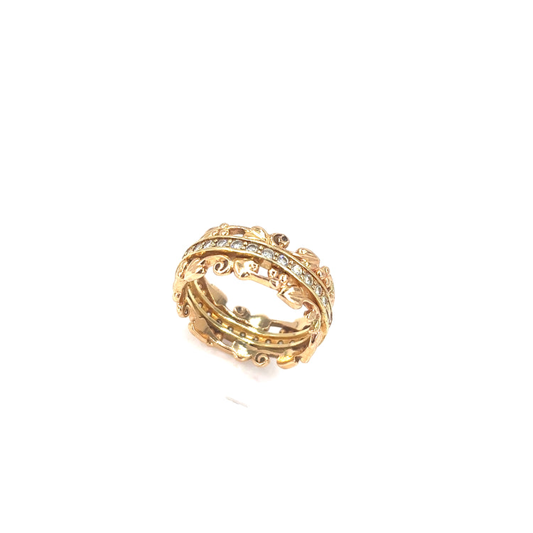 Women’s 18ct Tellow Gold Filigree Detail Siamond Ring - 0.40ct