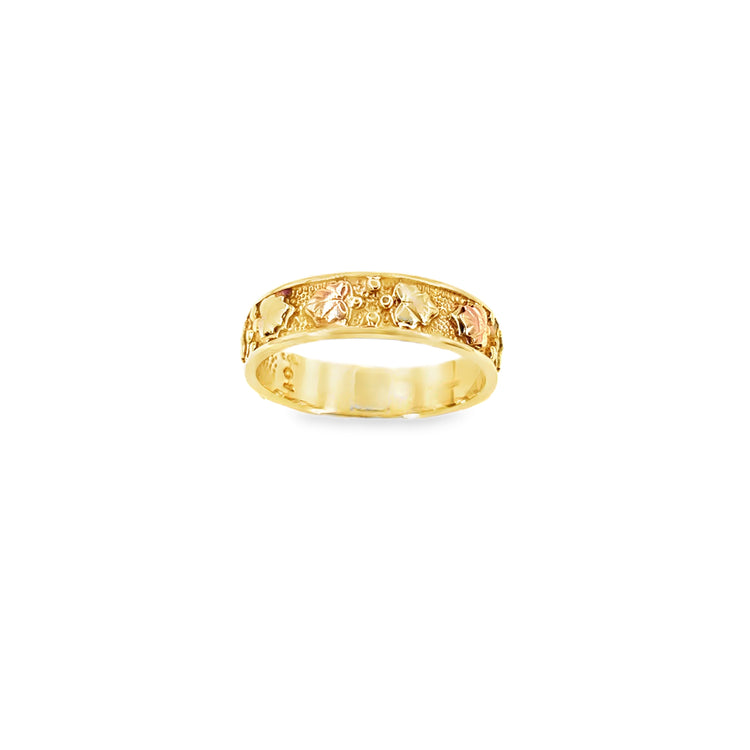 Women’s 10k Yellow Gold Landstrom Black Hills Leaf Design Band Ring - 3.5g
