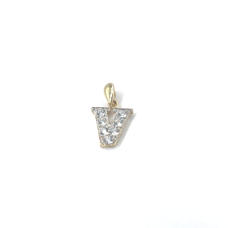 Women’s 9ct Yellow Gold Cz Set Initial Pendant - 1.2g