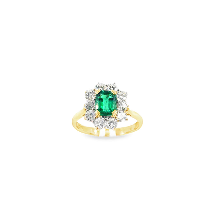 Women’s 18ct Yellow Gold Emerald Diamond Cocktail Ring - 1.50ct