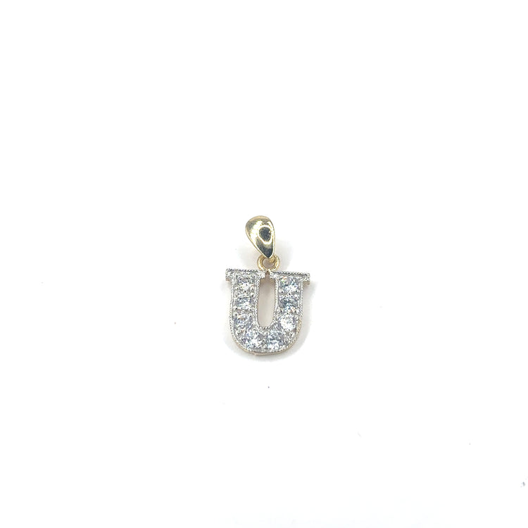 Women’s 9ct Yellow Gold Cz Set Initial Pendant - 1.2g