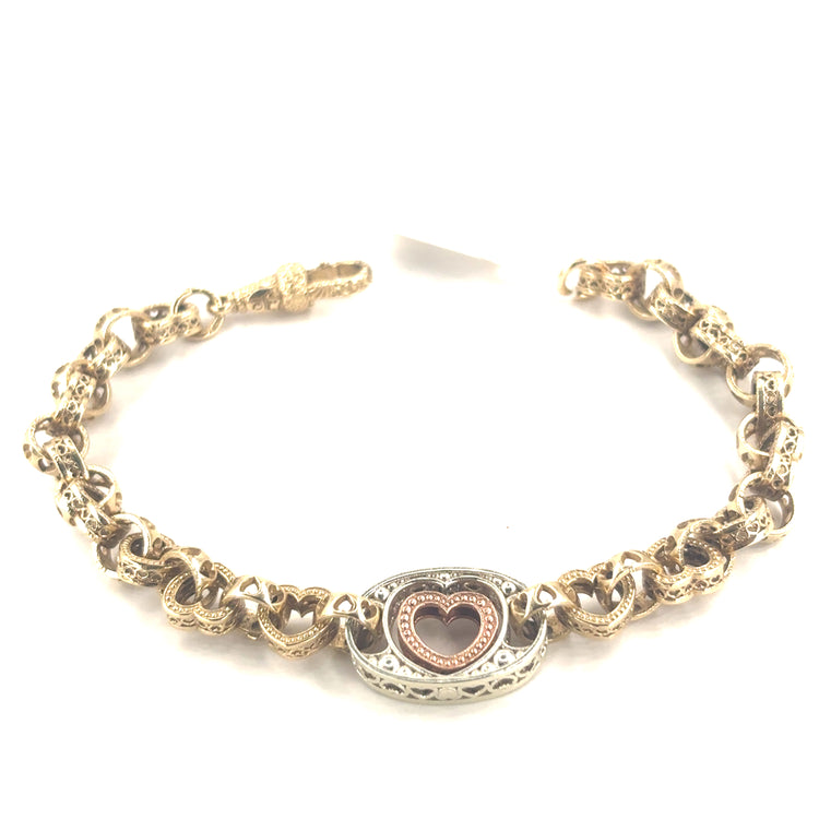 Women’s 9ct Yellow Gold Heart Link Braclet 18.6g