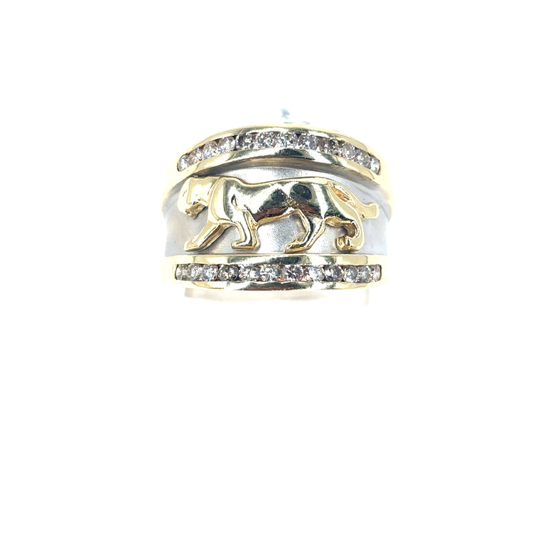 Men’s 9ct Yellow & White Gold Panther Ring - 0.50ct Diamond R
