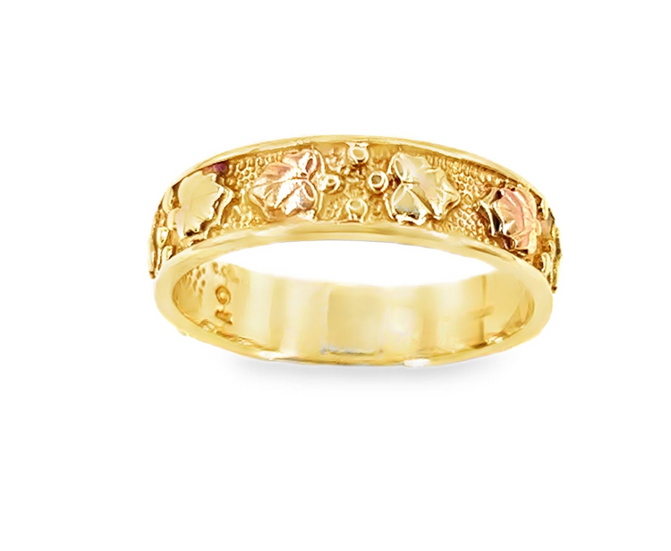 Women’s 10k Yellow Gold Landstrom Black Hills Leaf Design Band Ring - 3.5g