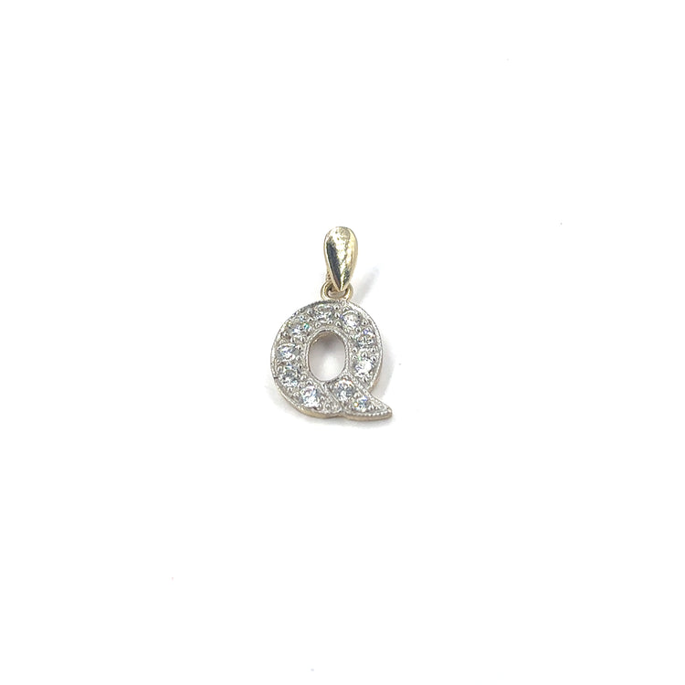Women’s 9ct Yellow Gold Cz Set Initial Pendant - 1.2g