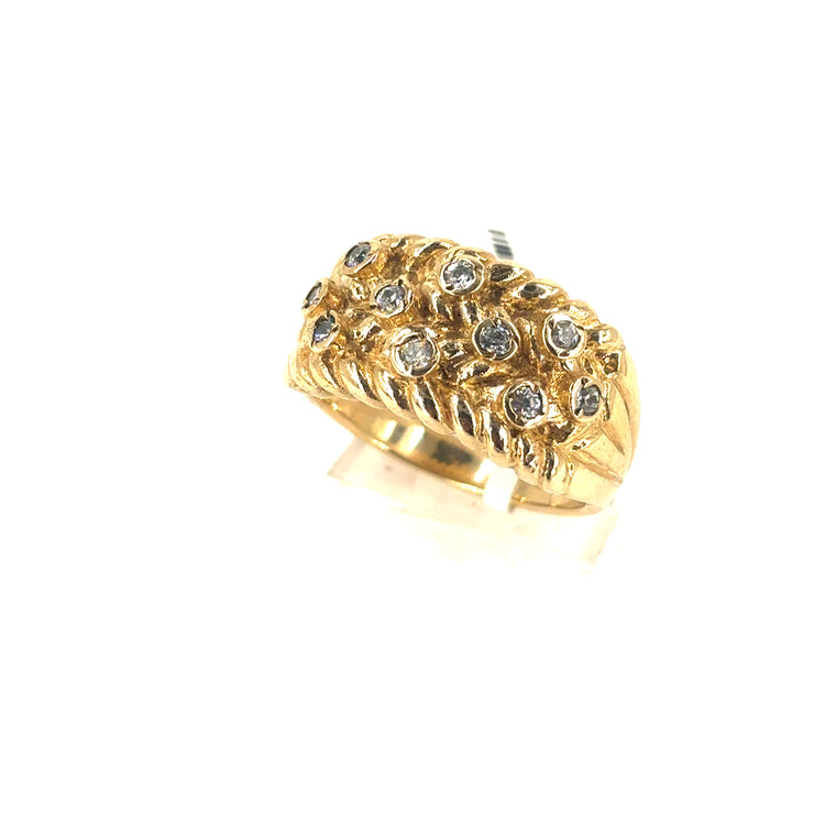 Men’s 9ct Yellow Gold CZ Set Keeper Ring - 12.1g R