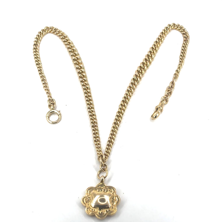 Women’s Double Albert Chain & Fob Pendant Necklace - 30g