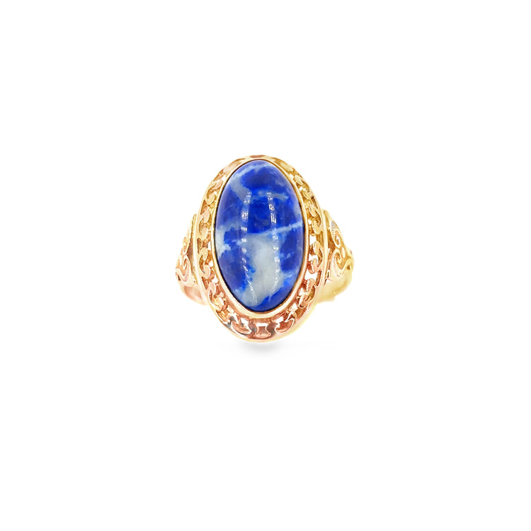 Women’s 9ct Yellow Gold Cabochon Sodalite Ring - 6g T 1/2