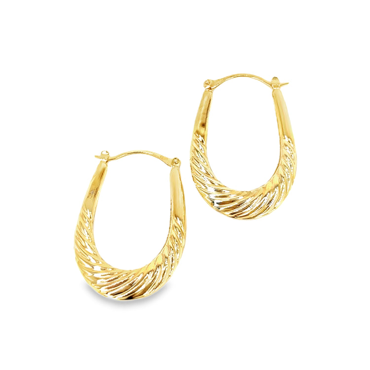 Women’s 9ct Yellow Gold Scalloped Edge Hoop Earrings -2g