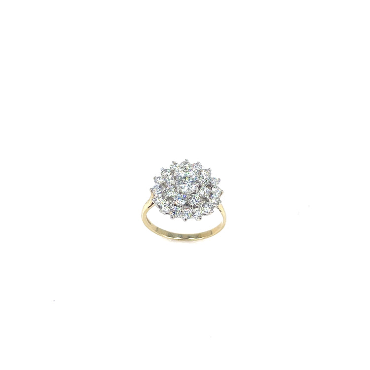 Women’s 9ct Yellow Gold Cz Flower Cluster Ring