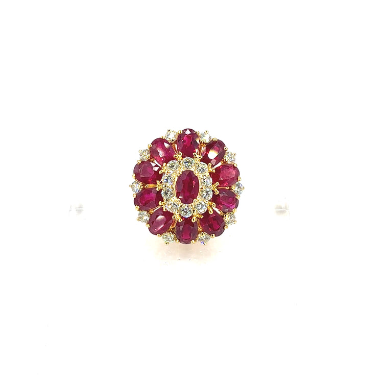 Women’s 18ct Yellow Gold Diamond & MayanMarian Ruby Cocktail Ring