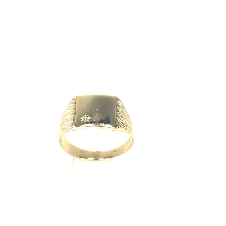 Men’s 9ct Yellow Gold Diamond Signet Ring - 6.1g