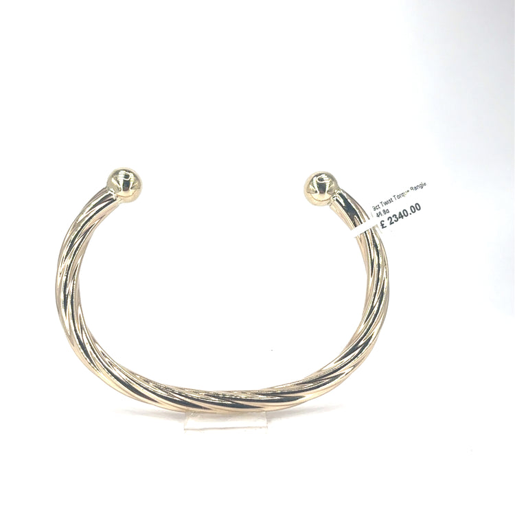 Men’s 9ct Yellow Gold XL Twist Torque Bangle - 46g