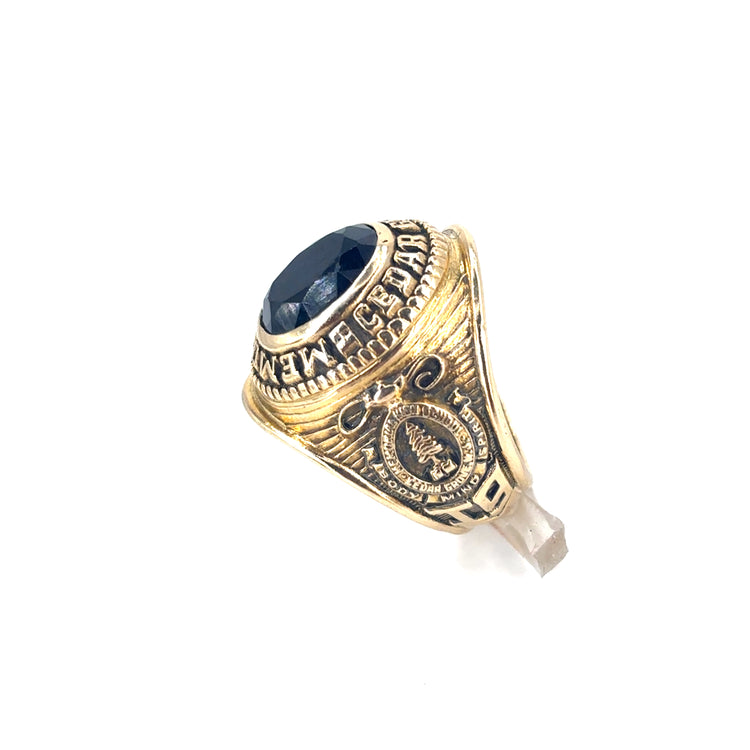 Men’s 10k Yellow Gold 1964 | Cedar Groves Memorial | Black Stone Set American College Ring - 9.6g N